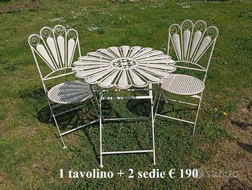 Tavolino + 2 o 4 sedie in ferro tutto pieghevole