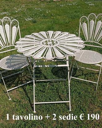 Tavolino + 2 o 4 sedie in ferro tutto pieghevole