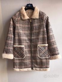 Giacca lunga beige scozzese Lokita