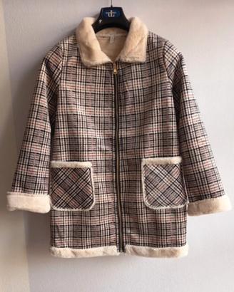 Giacca lunga beige scozzese Lokita