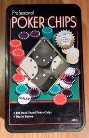 Set di poker in scatola di metallo cin 100 Chip.