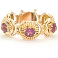 Bracciale vintage in oro 8 Kt e quarzi viola