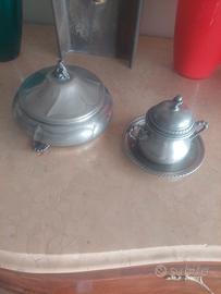 set portagioie e zuccheriera peltro