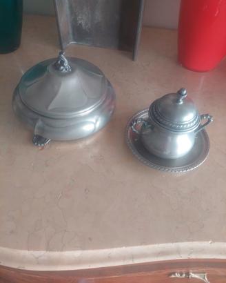 set portagioie e zuccheriera peltro