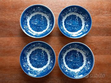 4 piatti fondi in ceramica inglese "Avon Cottage"