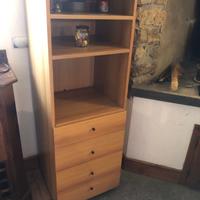 Cassettiera / scaffali legno laminato cilegio/nero