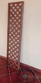 pannello grigliato  legno  + porta piante in ferro