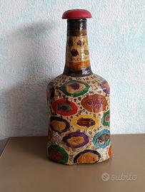 bottiglia decorata a mano vintage 