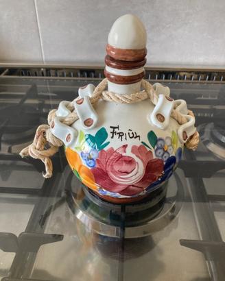 2 borracce grappa ceramica friulana tappi diversi