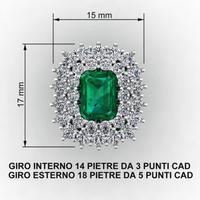 Anello com smeraldo e diamanti