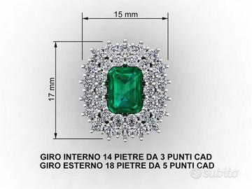 Anello com smeraldo e diamanti