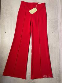 Pantaloni a Zampa Rinascimento Rosso Fuoco - XS
