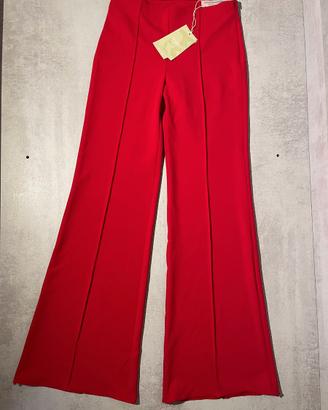 Pantaloni a Zampa Rinascimento Rosso Fuoco - XS