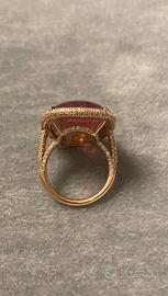 Anello oro giallo diamanti e pietra tormalina