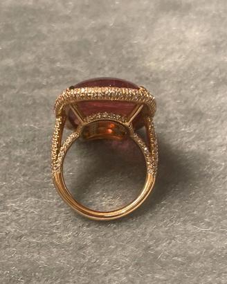 Anello oro giallo diamanti e pietra tormalina