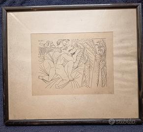 Pablo Picasso Litografia "Raffaello e la Fornarina