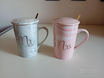 coppia tazze " mrs & mr "