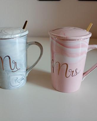 coppia tazze " mrs & mr "