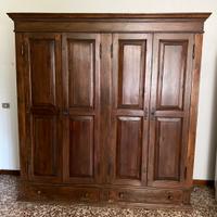 vecchio armadio 4 ante pannellate abete massello