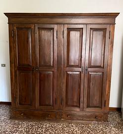 vecchio armadio 4 ante pannellate abete massello