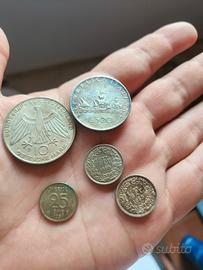 Lotto 5 monete argento 