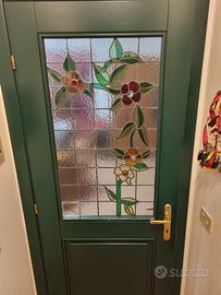 Porta interna in legno con vetro piombato artistic