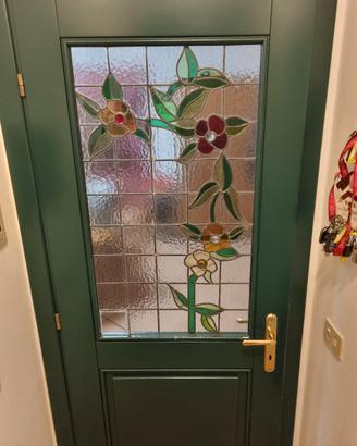 Porta interna in legno con vetro piombato artistic