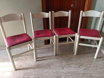 Sedie vintage in legno massello bianco 