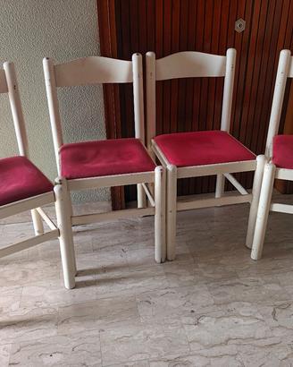 Sedie vintage in legno massello bianco 