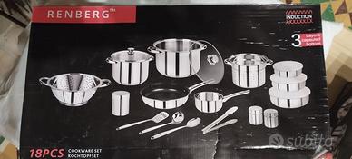 Set di pentole in acciaio inossidabile da 18 pezzi