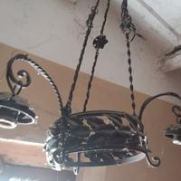 Lampadario Liberty e vassoio vintage