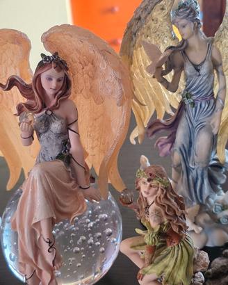 Set Statue Mystic Guardian Angels Dipinte a mano