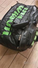 borsone tennis Wilson 15 racchette nera e verde