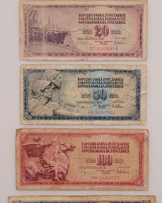 JUGOSLAVIA-BANCONOTE 10-20-50-100-1000 DINARI 1978
