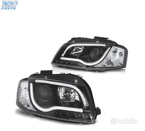 FARI AUDI A3 8P 03-08 CON DRL LED NERI