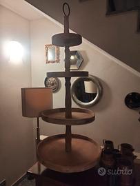 Alzata espositore in legno quattro ripiani a cono 