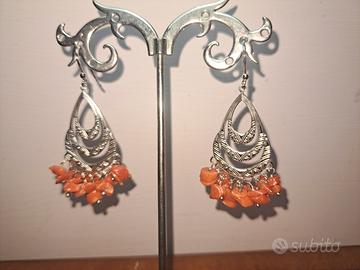 orecchini argento con corallo