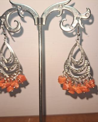 orecchini argento con corallo