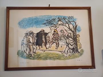 Litografia di Mutti del 1963 " La tenda del teatro