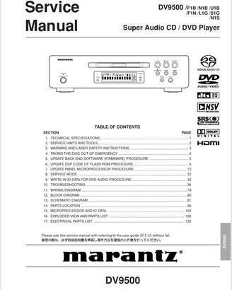 Marantz DV-9500 Service Manual + Service Bulletins