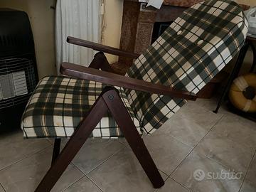 Poltrona pieghevole,Sedia Pieghevol legno/Stoffa