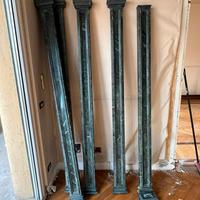 4 mezze colonne di marmo verde vintage 2 metri