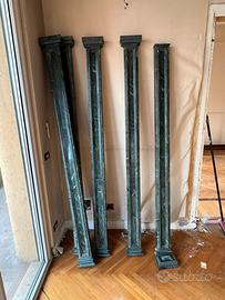 4 mezze colonne di marmo verde vintage 2 metri