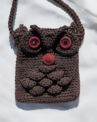 Gufo all'uncinetto handmade mini bag