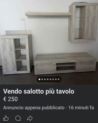 parete attrezzata salotto più tavolo allungabile