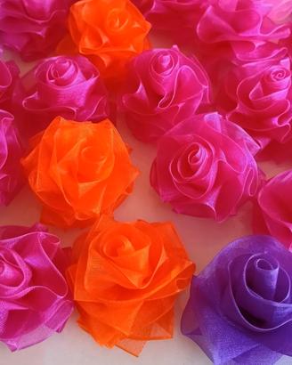 decorazioni in organza fiori fatti a mano 