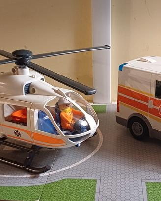 Set Ambulanza e Elicottero soccorso Playmobil