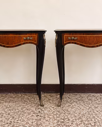 coppia comodini vintage  intarsiati