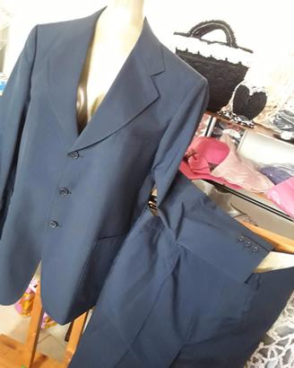 abito completo pantalone uomo blu, LEBOLE, 3 botto