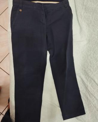 pantaloni blu cotone/lino tg 42